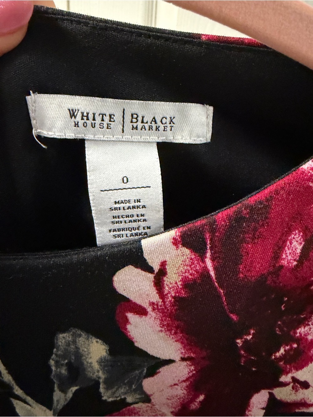 White House Black Market Black Midi Dress with Burgundy and Cream Floral Print - Picture 3 of 4